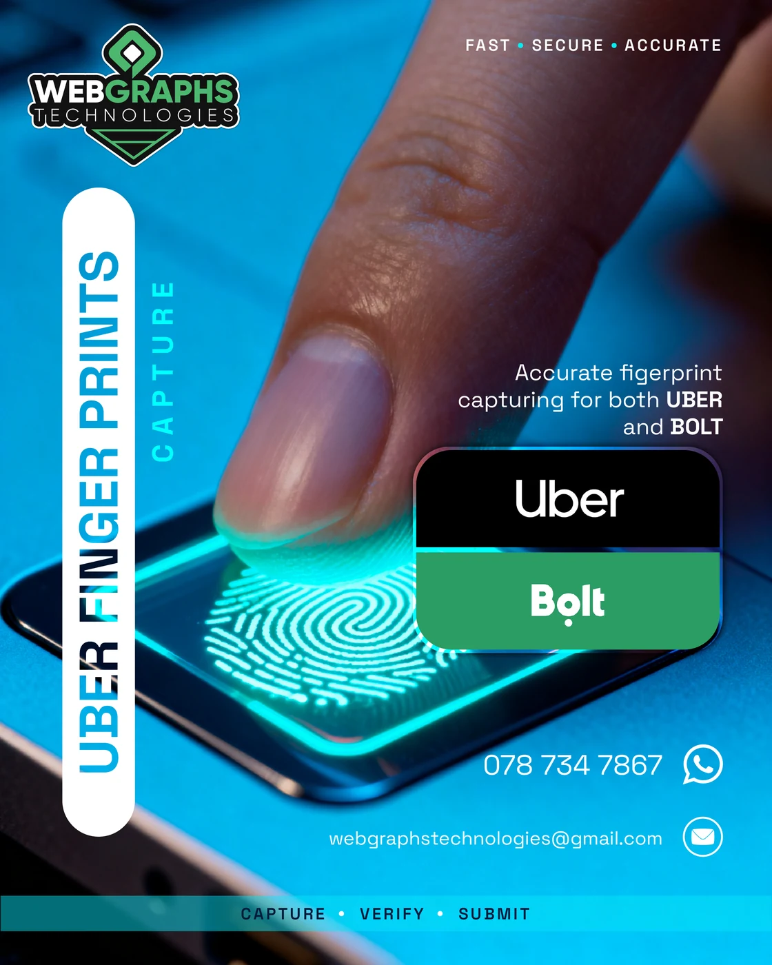 Uber and Bolt fingerprint capture promotional ad design