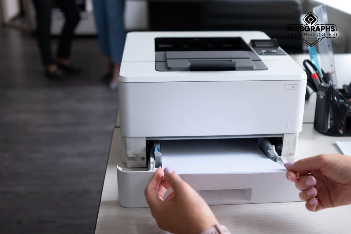 Paper coming out of an office printer